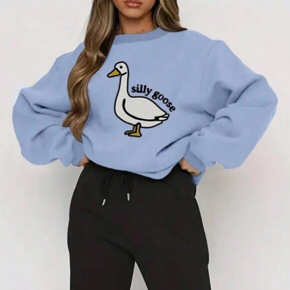 Blue Silly Goose Crewneck Sweater - Picture 1 of 1